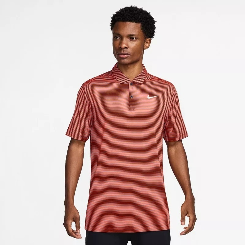 Nike Dri-FIT Victory Striped Golf Polo Shirt FZ5647 Orange/Blue Men's Size XL